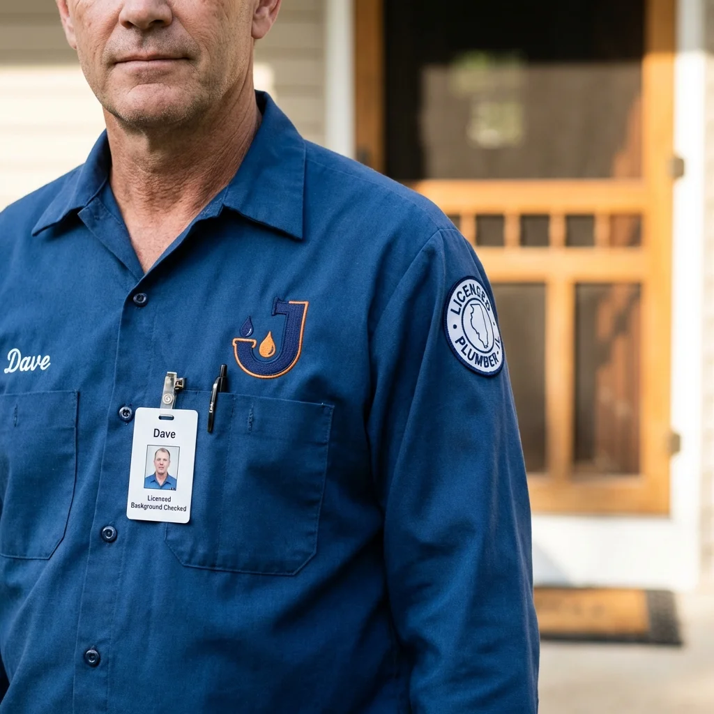 Licensed plumber showing ID badge in Moravian Falls, NC
